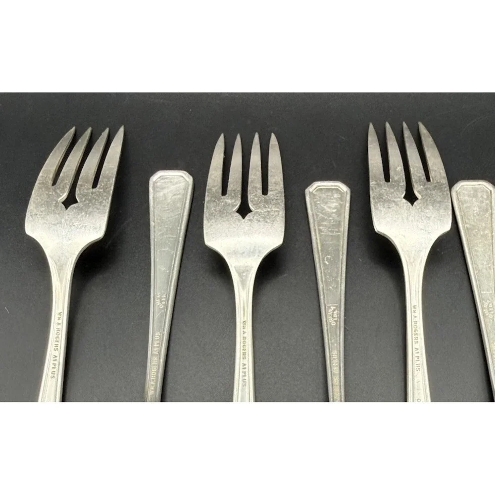 VTG Oneida WM. A. Rogers Croydon Mary Lee Silverplate Salad Fork 1932 Set Of 6